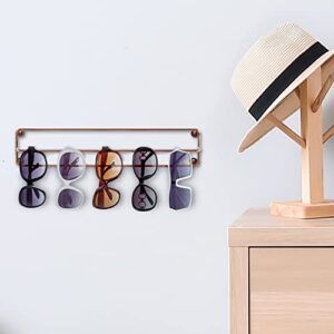 MyGift Modern Minimalist Sunglasses Hanger Holder Copper Tone Metal Wire Wall Mounted Eyewear Display Rack, Hanging Eyeglasses Storage Rail Bar