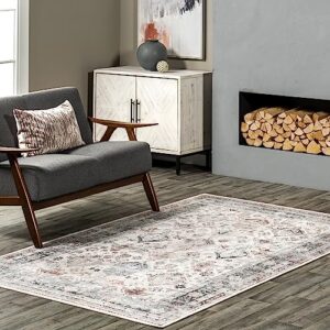 nuloom bex faded stain-resistant machine washable area rug, 8x10, ivory multi