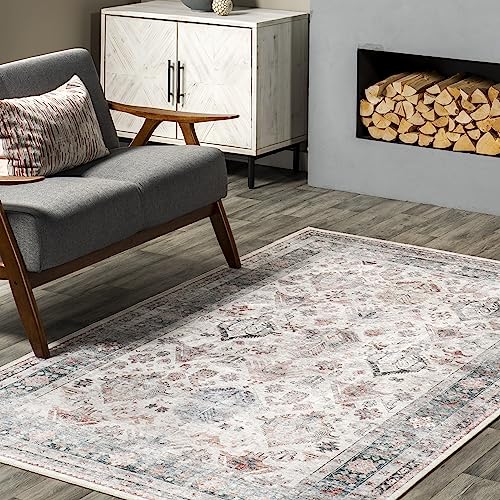 nuLOOM Bex Faded Stain-Resistant Machine Washable Area Rug, 8x10, Ivory Multi