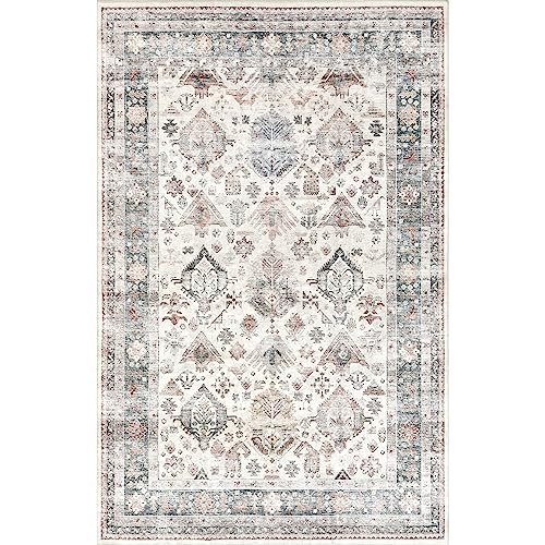 nuLOOM Bex Faded Stain-Resistant Machine Washable Area Rug, 8x10, Ivory Multi