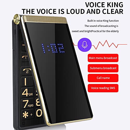 Dilwe 2.8 inch Senior Flip Phone, GSM Mobile Flip Phone Unlocked with SOS Big Button LCD and Prominent Buttons Cell Phone Clear Sound Quality for Seniors Kids, 5900mAh Lithium Battery