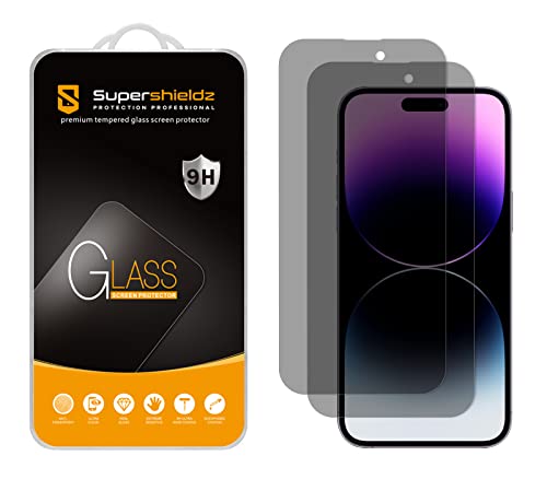 Supershieldz (2 Pack) (Privacy) Anti Spy Screen Protector Designed for iPhone 14 Pro Max (6.7 inch), Tempered Glass, Anti Scratch, Bubble Free