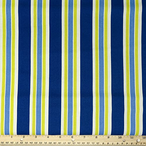 Stitch & Sparkle 45" 100% Cotton Striped Sewing & Craft Fabric by The Yard, White, Blue and Yellow