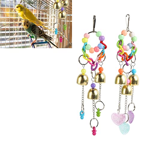 Zerodis Bird Bells Toy,Love Funny Parrot Bell Toy Bite Resistance Parrot Bell Toy for Pet Budgie Parakeet Cockatiel Conure Macaw