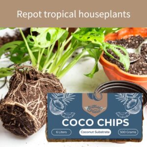 Southside Plants Coco Chip Medium Coconut Substrate for Garden Potting Soil - 100% Organic & Eco-Friendly 1.1 lb Brick for Indoor & Outdoor Flowers Plants Growth - 500 Grams