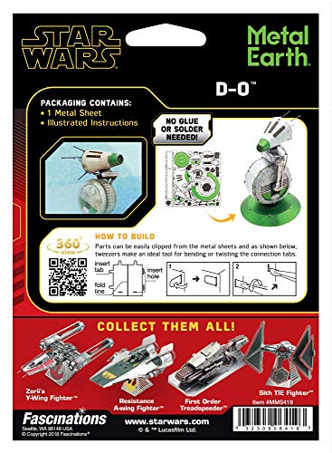 Metal Earth Star Wars D-O 3D Metal Model Kit Bundle with Tweezers Fascinations