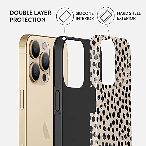 BURGA Phone Case Compatible with iPhone 14 PRO - Wireless Charging Compatible, Hybrid 2-Layer Hard Shell + Silicone Protective Case, Heavy Duty Protection, Almond Latte