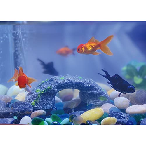 ANUOYE Turtle Basking Platform, Resin Aquarium Decorations for Fish Tank, Baby Tortoise Resting Rock Fish/Habitat Hiding Cave for Frogs, Newts,Lizard