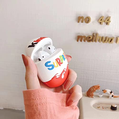 New Creative Airpods 2/1 case, Funny and Cute, Cartoon Trend Design, Suitable for Men, Women, Teenagers, Apple Airpod case (Fun Egg)