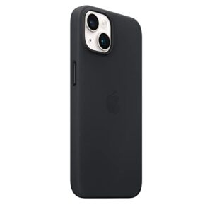 apple iphone 14 leather case with magsafe - midnight