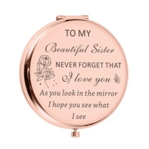 sister birthday gifts from sister compact mirror for women best friend personalized friendship christmas graduation easter valentines day gifts small make up mirror from little big sister brother