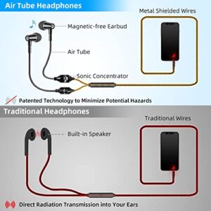 ibrain Air Tube Headphones Air Tube Earbuds with Patented Technology Airtube Headset with Microphone & Volume Control Airtube Headphones for a Safe and Healthy Listening (Black)