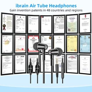 ibrain Air Tube Headphones Air Tube Earbuds with Patented Technology Airtube Headset with Microphone & Volume Control Airtube Headphones for a Safe and Healthy Listening (Black)