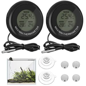 aquarium digital thermometer, 2pcs lcd display for fish tank, high accurate aquarium/pond/reptile turtles habitats