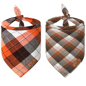 malier 2 pack fall dog bandana halloween thanksgiving plaid dog bandana, holiday pet reversible scareves bibs accessories costumes for small medium large dogs and cats