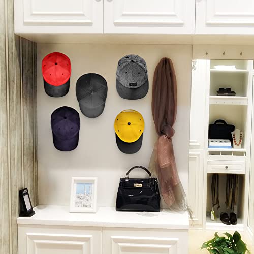 OCSOHO 12 PCS Baseball Caps Hat Racks,Minimalist Adhesive Cap Hat Hooks for Wall Mount,Strong Hold Hat Hangers Organizer,No Drilling,Hat Holder Organizer for Wall,Door,Closet,Office,Bedroom