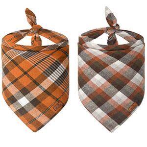 malier 2 pack fall dog bandana halloween thanksgiving plaid dog bandanas, holiday pet reversible scarf bibs accessories costumes for small medium large dogs and cats