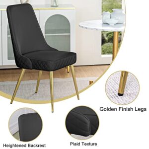 Comfy to go Dining Chairs, Velvet Dining Chairs Set of 4, Mid Century Modern Dining Room Chairs with High Back and Gold Legs(Black) Chairs Only