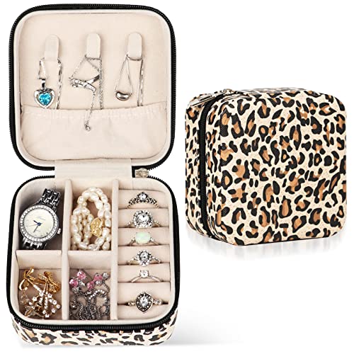 ENONCI Travel Jewelery Case,Travel Essentials for Women Small Jewelry Box,Birthday Gifts for Women Bridesmaid Gifts Graduation Gifts for Girls Girlfriend Mom Wife Leopard