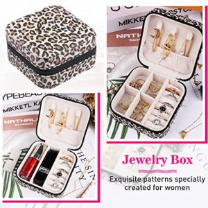 ENONCI Travel Jewelery Case,Travel Essentials for Women Small Jewelry Box,Birthday Gifts for Women Bridesmaid Gifts Graduation Gifts for Girls Girlfriend Mom Wife Leopard