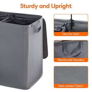 Lifewit 136L Double Laundry Hamper with Lid, Bundle with 105L Double Laundry Hamper with Lid, Grey