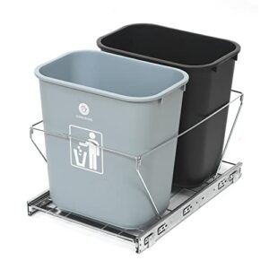 hehimhis Pull Out Trash Can, for 2 Trash Cans Pull Out Trash Can Under Cabinet Slide Out Organizer Laundry Hampers and Bath Bins (Trash Can Not Included)