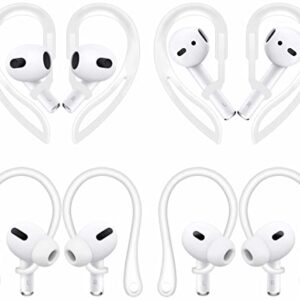 4 Pairs Ear Hooks Compatible with AirPods Pro 2 2022 Release, Anti-Slip C-Shape Hooks and 360 Rotation Adjustable Length Sport Earhooks Holder Wings Compatible with AirPods 3rd 2nd 1st and Pro 1 2