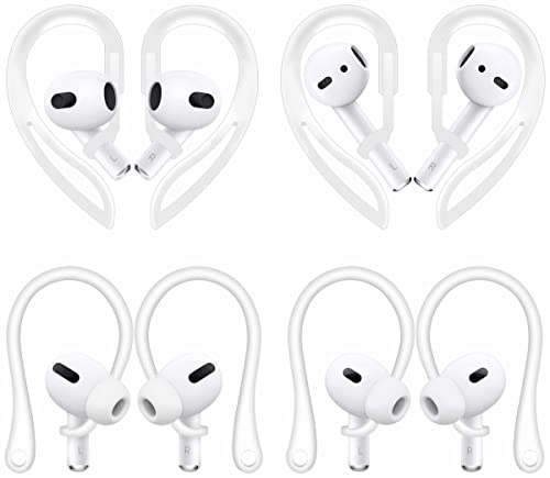 4 Pairs Ear Hooks Compatible with AirPods Pro 2 2022 Release, Anti-Slip C-Shape Hooks and 360 Rotation Adjustable Length Sport Earhooks Holder Wings Compatible with AirPods 3rd 2nd 1st and Pro 1 2