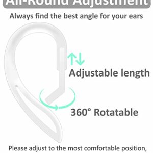 4 Pairs Ear Hooks Compatible with AirPods Pro 2 2022 Release, Anti-Slip C-Shape Hooks and 360 Rotation Adjustable Length Sport Earhooks Holder Wings Compatible with AirPods 3rd 2nd 1st and Pro 1 2