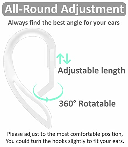 4 Pairs Ear Hooks Compatible with AirPods Pro 2 2022 Release, Anti-Slip C-Shape Hooks and 360 Rotation Adjustable Length Sport Earhooks Holder Wings Compatible with AirPods 3rd 2nd 1st and Pro 1 2