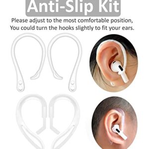 4 Pairs Ear Hooks Compatible with AirPods Pro 2 2022 Release, Anti-Slip C-Shape Hooks and 360 Rotation Adjustable Length Sport Earhooks Holder Wings Compatible with AirPods 3rd 2nd 1st and Pro 1 2