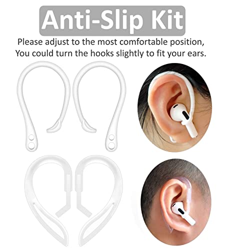 4 Pairs Ear Hooks Compatible with AirPods Pro 2 2022 Release, Anti-Slip C-Shape Hooks and 360 Rotation Adjustable Length Sport Earhooks Holder Wings Compatible with AirPods 3rd 2nd 1st and Pro 1 2