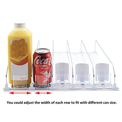 Drink Organizer for Fridge-White Automatic Pusher Glide,12oz 16oz 20oz-Soda Dispenser for Fridge-Holds up to 25 Cans