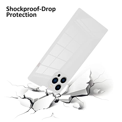 LSL for iPhone 14 Pro Case Square White Soft TPU Bumper Anti-Drop Anti-Scratch Shock Absorption Protective Wireless Slim Cover Compatible with iPhone 14 Pro 6.1 Inch for Women Girls Men