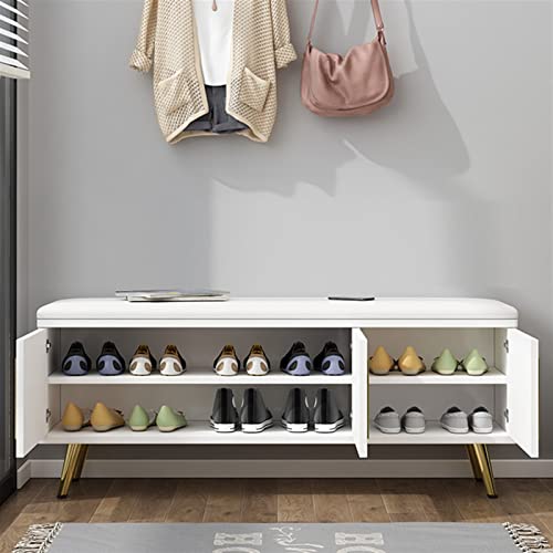 TOMYEUS Shoes Shelf Entryway Bench White Light Luxury Shoe Cabinets Minimalist Metal Shoe Rack Sitting Shoe Changing Stool Shoes Organizer Space Saving Furniture Stackable Shoe Rack