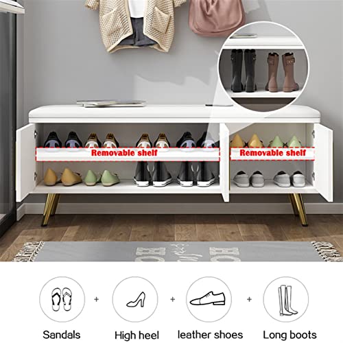 TOMYEUS Shoes Shelf Entryway Bench White Light Luxury Shoe Cabinets Minimalist Metal Shoe Rack Sitting Shoe Changing Stool Shoes Organizer Space Saving Furniture Stackable Shoe Rack