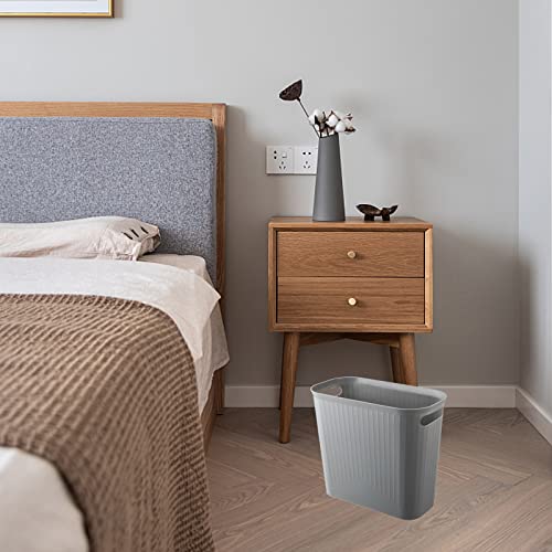 rejomiik Small Trash Can, Garbage Can Slim Waste Basket 1.6 Gallon Plastic Trash Bin Container with Handles for Bathroom, Bedroom, Office, Home, Dorm Room, Kitchen, Rectangular Gray