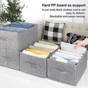 Fixwal 4pcs Wardrobe Closet Organizers and Storage with Support Board, 2pcs 7-Grid and 2pcs 5-Grid Foldable Jeans Organizer for Shelf Drawer Storage Bin Container for Shirts Pants Sweaters, Grey