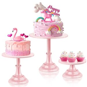 3 pcs cake stand set pink cupcake holder display round dessert serving platter for girl's party wedding birthday baby shower home decoration 8"/10"/12