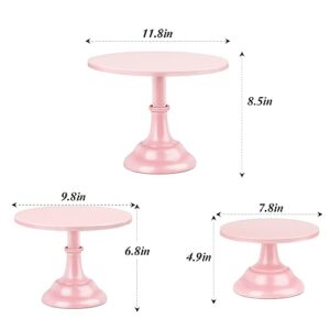 3 Pcs Cake Stand Set Pink Cupcake Holder Display Round Dessert Serving Platter for Girl's Party Wedding Birthday Baby Shower Home Decoration 8"/10"/12