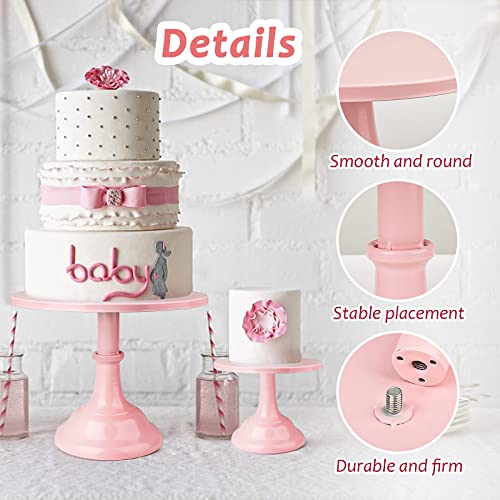 3 Pcs Cake Stand Set Pink Cupcake Holder Display Round Dessert Serving Platter for Girl's Party Wedding Birthday Baby Shower Home Decoration 8"/10"/12