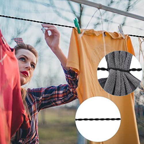 Prasacco 2 Pcs Travel Clothesline, Retractable Clothesline with Suction Cups and Hooks Portable Camping Clothesline Black