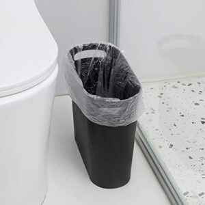 rejomiik Small Trash Can Slim Garbage Can Plastic Waste Basket with Handles 1.6 Gallon Container Bin for Narrow Spaces Bathroom, Bedroom, Kitchen, Office at Home, Black