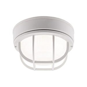 yoonlit smartlife outdoor led bulkhead light, flush mount for wall or ceiling, 8.0 inch, 11.5w 900 lumens, 5000k daylight white, aluminum housing plus frosted glass cover, white finish, 1-pack