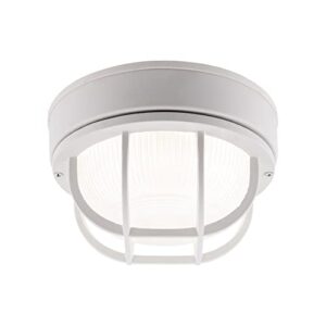 YoonLIT SMARTLIFE Outdoor LED Bulkhead Light, Flush Mount for Wall or Ceiling, 8.0 inch, 11.5W 900 Lumens, 5000K Daylight White, Aluminum Housing Plus Frosted Glass Cover, White Finish, 1-Pack