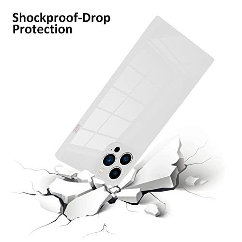 LSL for iPhone 14 Pro Max Case Square White Soft TPU Bumper Anti-Drop Anti-Scratch Shock Absorption Protective Wireless Slim Cover Compatible with iPhone 14 Pro Max 6.7 Inch for Women Girls Men