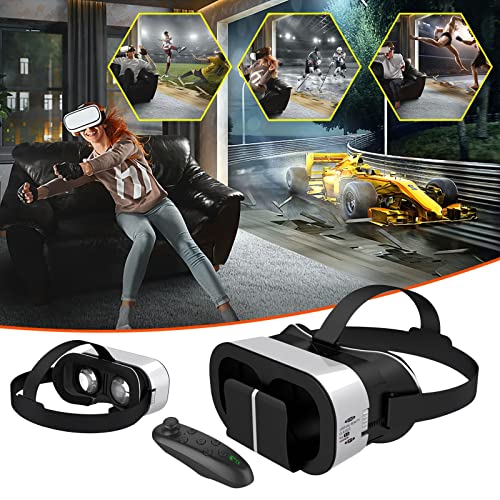 VR 3D Virtual Reality Glasses for Mobile Phones with Goggles Suitable for Movies with Remote Control Games Movies Universal Virtual Reality Goggles Gift for Kids & Adults