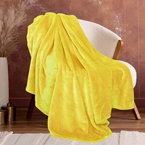 yellow cozy soft blankets & throws for couch, lightweight fleece fall fuzzy blanket couch chairs sofa bedroom living room 50x70 inch boys girls adults student