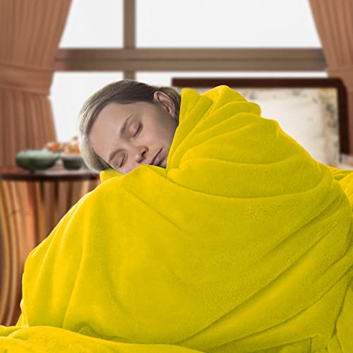 Yellow Cozy Soft Blankets & Throws for Couch, Lightweight Fleece Fall Fuzzy Blanket Couch Chairs Sofa Bedroom Living Room 50x70 inch Boys Girls Adults Student