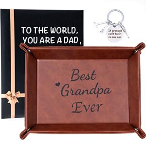 Aujzoo Grandpa Gifts from Grandchildren Best Grandpa Gifts for Grandpa Birthday Gifts - Leather Valet Tray Gift,Grandfather Gift,Grandparents Day Gifts,Christmas Gifts,Thanksgiving Gifts for Grandpa.